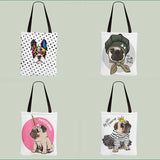 Hot Pug Canvas HandBag Women Cartoon Dog Shoulder Bag