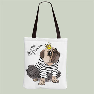 Hot Pug Canvas HandBag Women Cartoon Dog Shoulder Bag