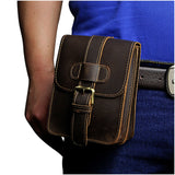 Hot Grain Leather Travel Small Hook Fanny Waist Belt Pack Bag