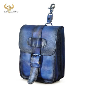 Hot Grain Leather Travel Small Hook Fanny Waist Belt Pack Bag