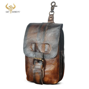 Genuine Leather Fanny Pack Waist Belt Bag Cigarette Case Pouch