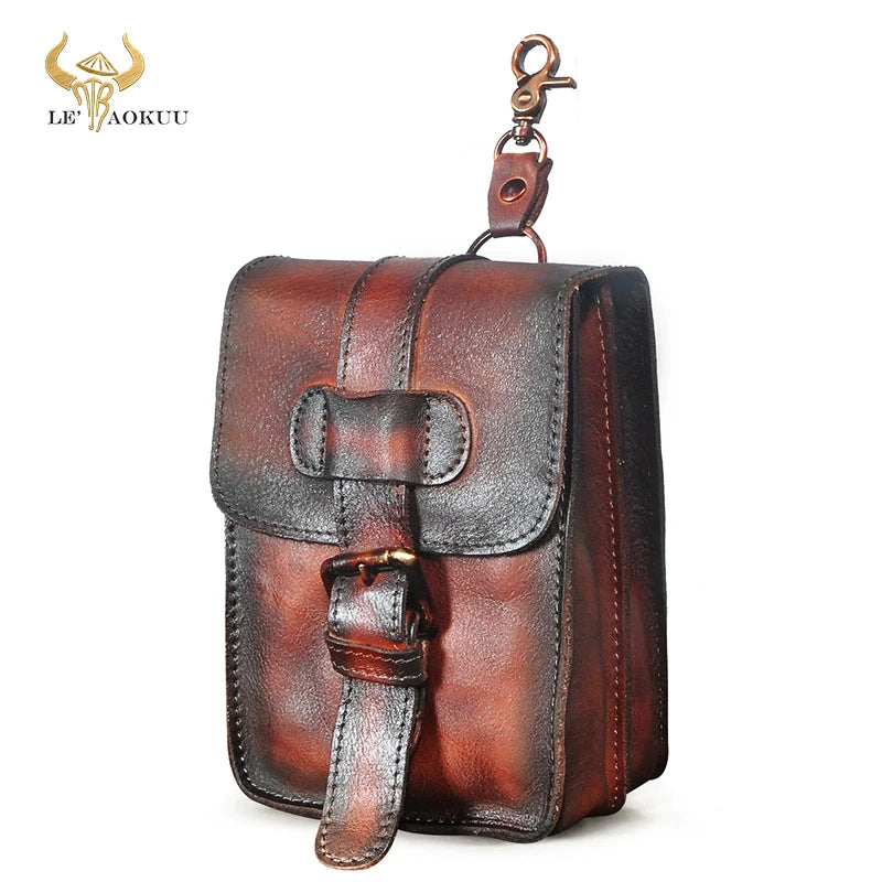 Real Leather Travel Fanny Waist Belt Pack Bag For Men