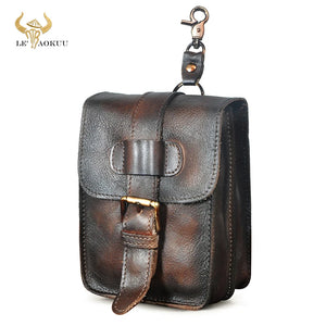 Genuine Leather Fanny Waist Belt Pack Bag Phone Cigarette Pouch Case Men