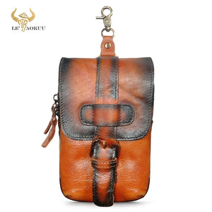Soft Leather Travel Hook Fanny Waist Belt Pack Bag Phone Cigarette Pouch