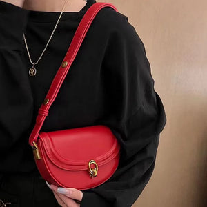 Hot Saddle Crossbody Bag Women's Pu Leather Small Shoulder Handbag Solid Vintage
