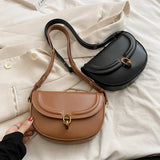 Hot Saddle Crossbody Bag Women's Pu Leather Small Shoulder Handbag Solid Vintage