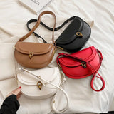 Hot Saddle Crossbody Bag Women's Pu Leather Small Shoulder Handbag Solid Vintage