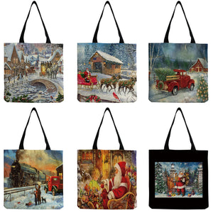 Santa Claus Tote Bag Christmas Candy Gift Handbags High Capacity