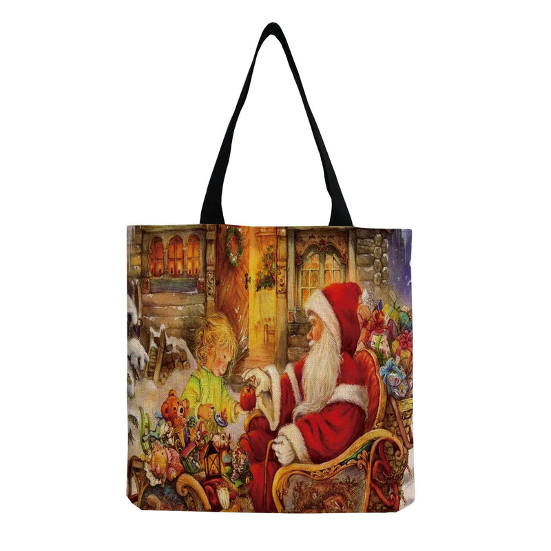 Santa Claus Tote Bag Christmas Candy Gift Handbags High Capacity