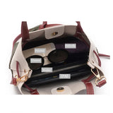 Spliced PU Leather Handbag Tassel Bucket Vintage Shoulder Bag