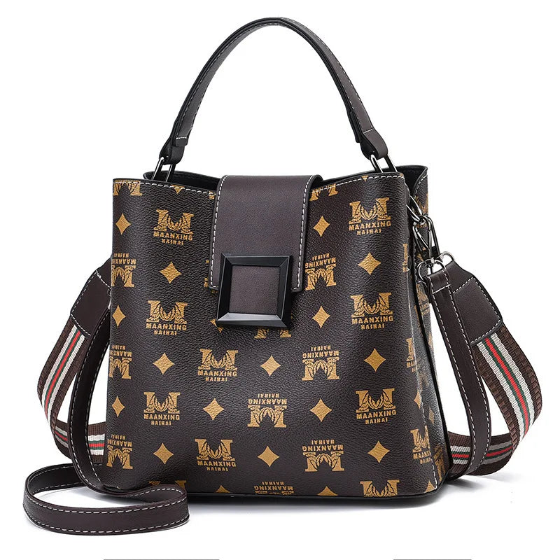 Retro Casual Bucket Bag Women One-shoulder Messenger Bag