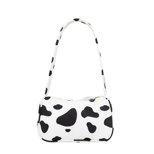 Butterfly Print Canvas Tote Small Handbag Zipper Half Moon Bag