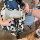 Flower Print Shoulder Bags Big Capacity Ladies Shopping Bags Canvas Handbags