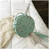 Sweet Lace Round Handbags High PU Leather Women Crossbody Bags