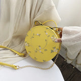 Sweet Lace Round Handbags High PU Leather Crossbody Bags