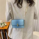Sweet Square Solid Handbags PU Leather Crossbody Bags for Women