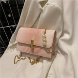 Sweet Square Solid Handbags PU Leather Crossbody Bags for Women