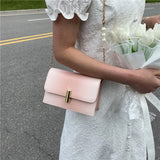 Sweet Square Solid Handbags PU Leather Crossbody Bags for Women