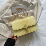 Sweet Square Solid Handbags PU Leather Crossbody Bags for Women