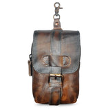 Thick Leather Travel Hook Fanny Waist Belt Pack Bag Phone Pouch