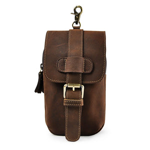 Thick Leather Travel Hook Fanny Waist Belt Pack Bag Phone Pouch