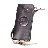 Men's Leather Checkbook Chain Organizer Long Wallet Purse Clutch