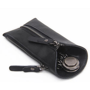 Vintage Leather Keys Wallet Keychain Zipper Key Case Bag Organizer