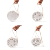 Boho Round Rattan Crossbody Bag Straw Woven Circle Shoulder Handbag