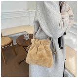 Winter Plush Shoulder Bag for Women Small Furry Totes Bag Fur Crossbody Handbag