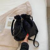 Winter Plush Shoulder Bag for Women Small Furry Totes Bag Fur Crossbody Handbag