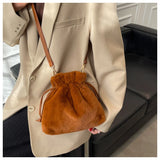 Winter Plush Shoulder Bag for Women Small Furry Totes Bag Fur Crossbody Handbag