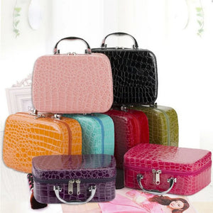 Women Beauticians Cosmetic Bags Travel Handbags PU Leather Organizer Makeup Bag