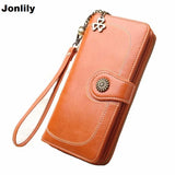 Hot Women Clutch Leather Wallet Female Long Wallet with Strap