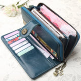 Hot Women Clutch Leather Wallet Female Long Wallet with Strap