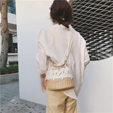 Straw Woven Shoulder Bag Summer Beach Handbag Crossbody Purse
