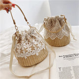 Straw Woven Shoulder Bag Summer Beach Handbag Crossbody Purse