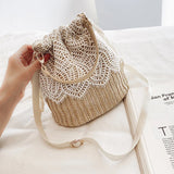 Straw Woven Shoulder Bag Summer Beach Handbag Crossbody Purse