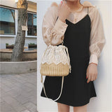 Straw Woven Shoulder Bag Summer Beach Handbag Crossbody Purse