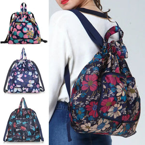 Flower Print Waterproof Backpack Handbag for Shopping