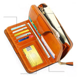 Women Leather Wallets Zipper Oil Wax Leather Long Female Wallet