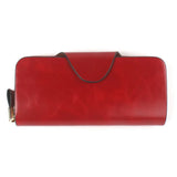Women Leather Wallets Zipper Oil Wax Leather Long Female Wallet