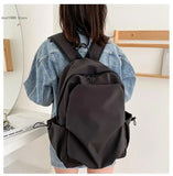 Solid Casual Backpack for Teenage Girls High Capacity Women Travel Bagpack