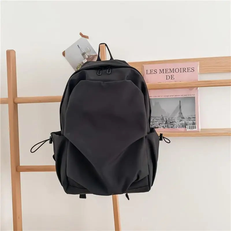 Solid Casual Backpack for Teenage Girls High Capacity Women Travel Bagpack