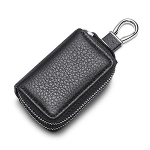 Double Zipper Keychain Car Key Bag Leather Car Key Wallet