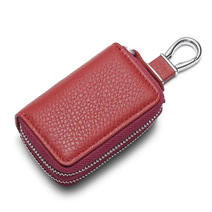 Double Zipper Keychain Car Key Bag Leather Car Key Wallet