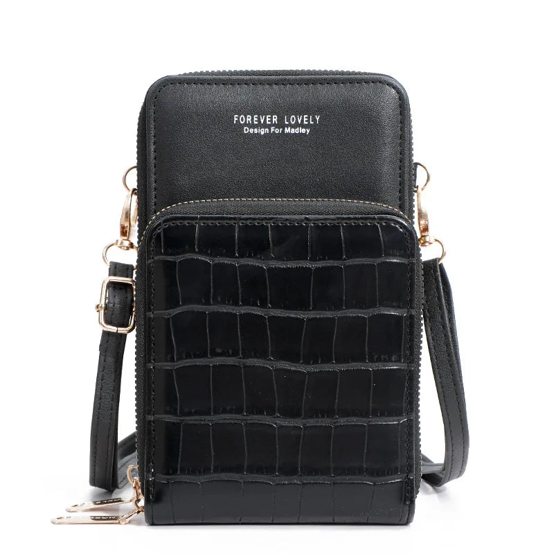Metal Opening Crossbody Bag Women PU Leather Shoulder Messenger Bag