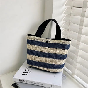 Straw Bags Women Woven Basket Beach Totes Lady Shopping Handbags