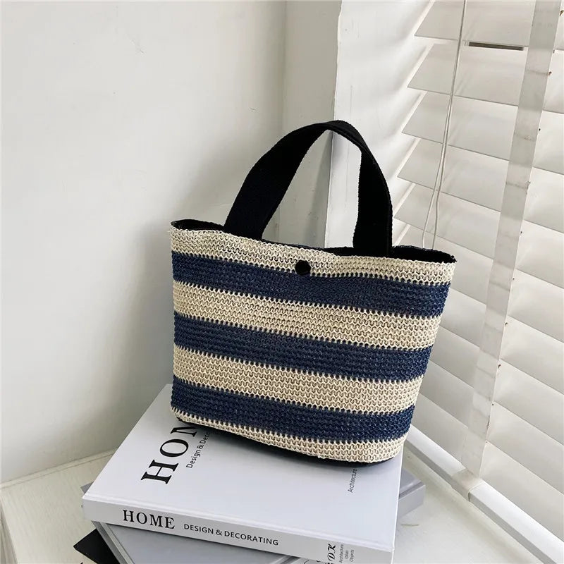 Straw Bags Women Woven Basket Beach Totes Lady Shopping Handbags