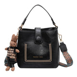 Vintage Small PU Leather Bucket Crossbody Bag for Women Lady Handbag