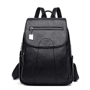Women's Large-Capacity Leather Backpack - Anti-Theft Travel Bag